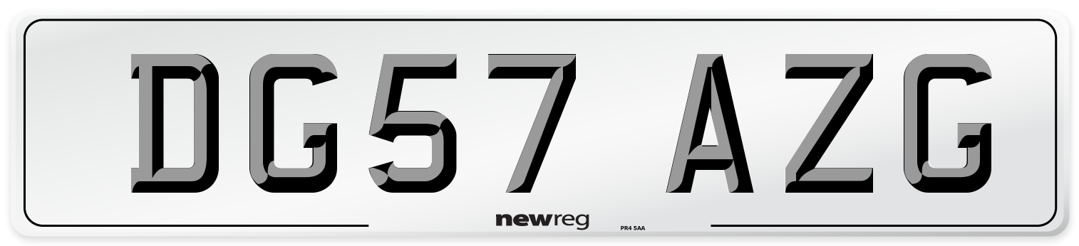 DG57 AZG Number Plate from New Reg